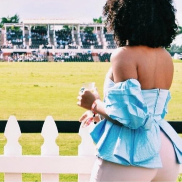 Style Mafia Cliona Top Strapless Off Shoulder Bardot Puff Sleeve Peplum Shirt - Picture 3 of 16